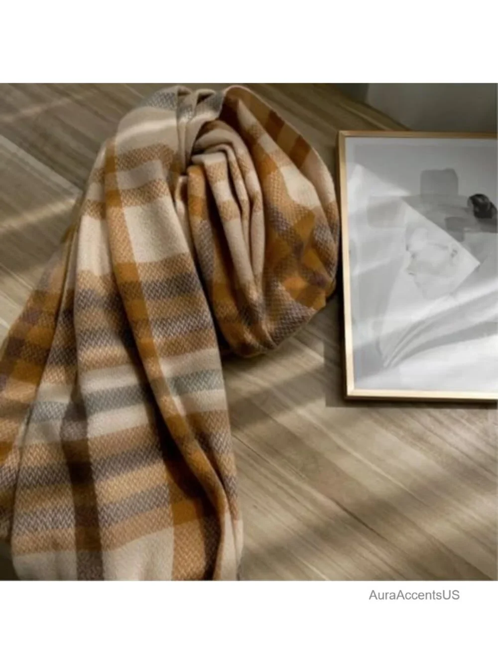 Women's Plaid Cashmere Feel Scarf Shawl Wrap Winter Soft Long Tassel